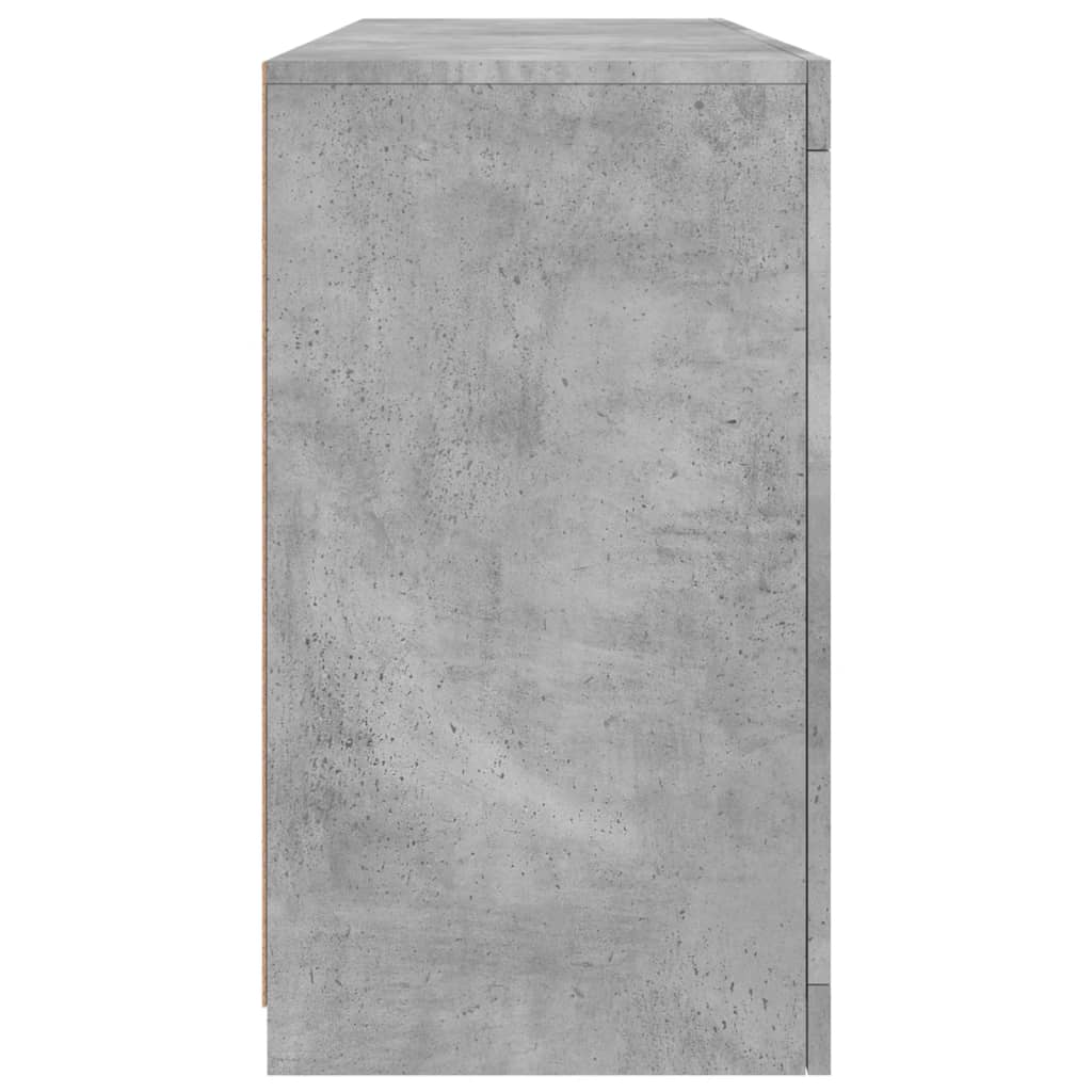 skænk med LED-lys 142,5x37x67 cm betongrå