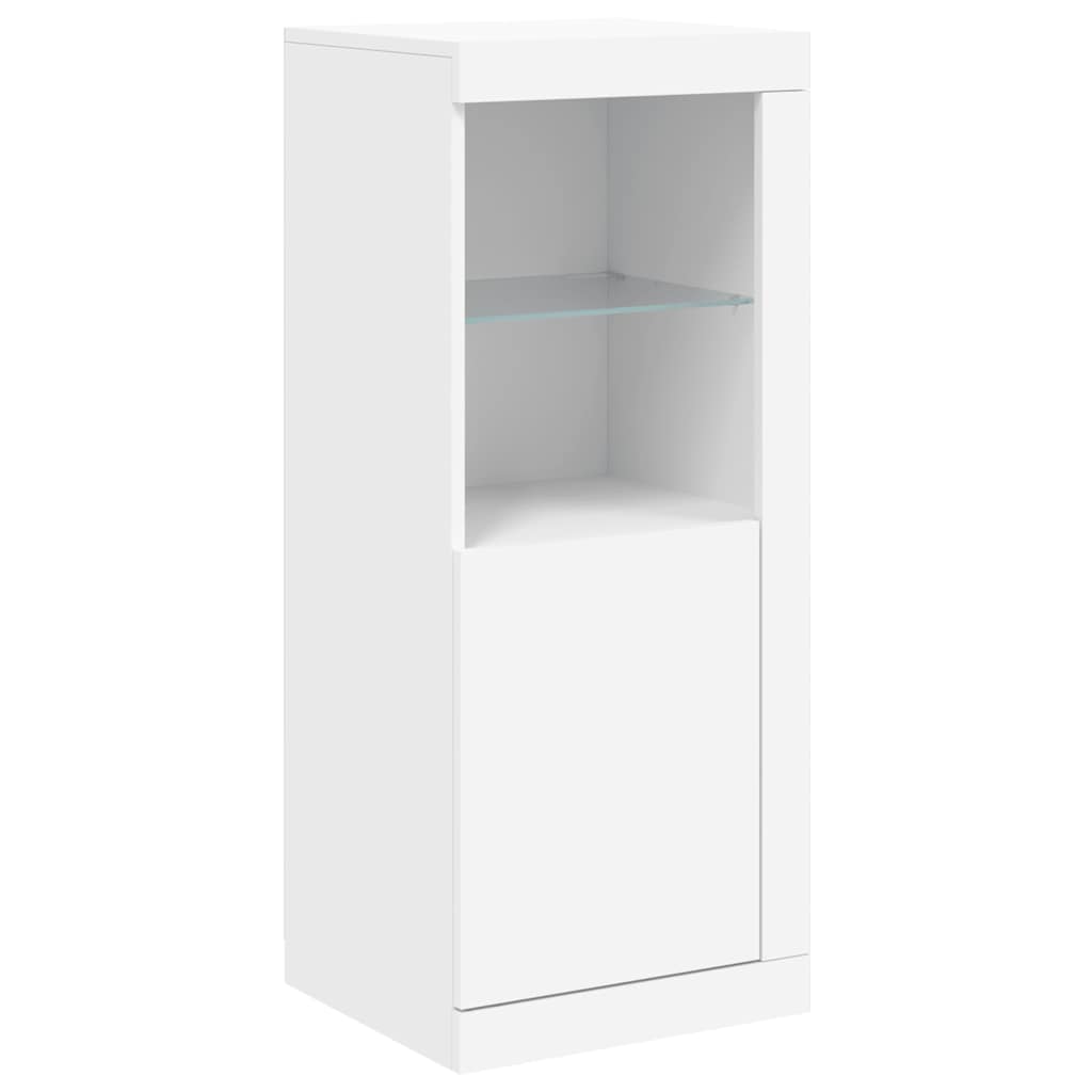 skænke med LED-lys 3 stk. konstrueret træ hvid