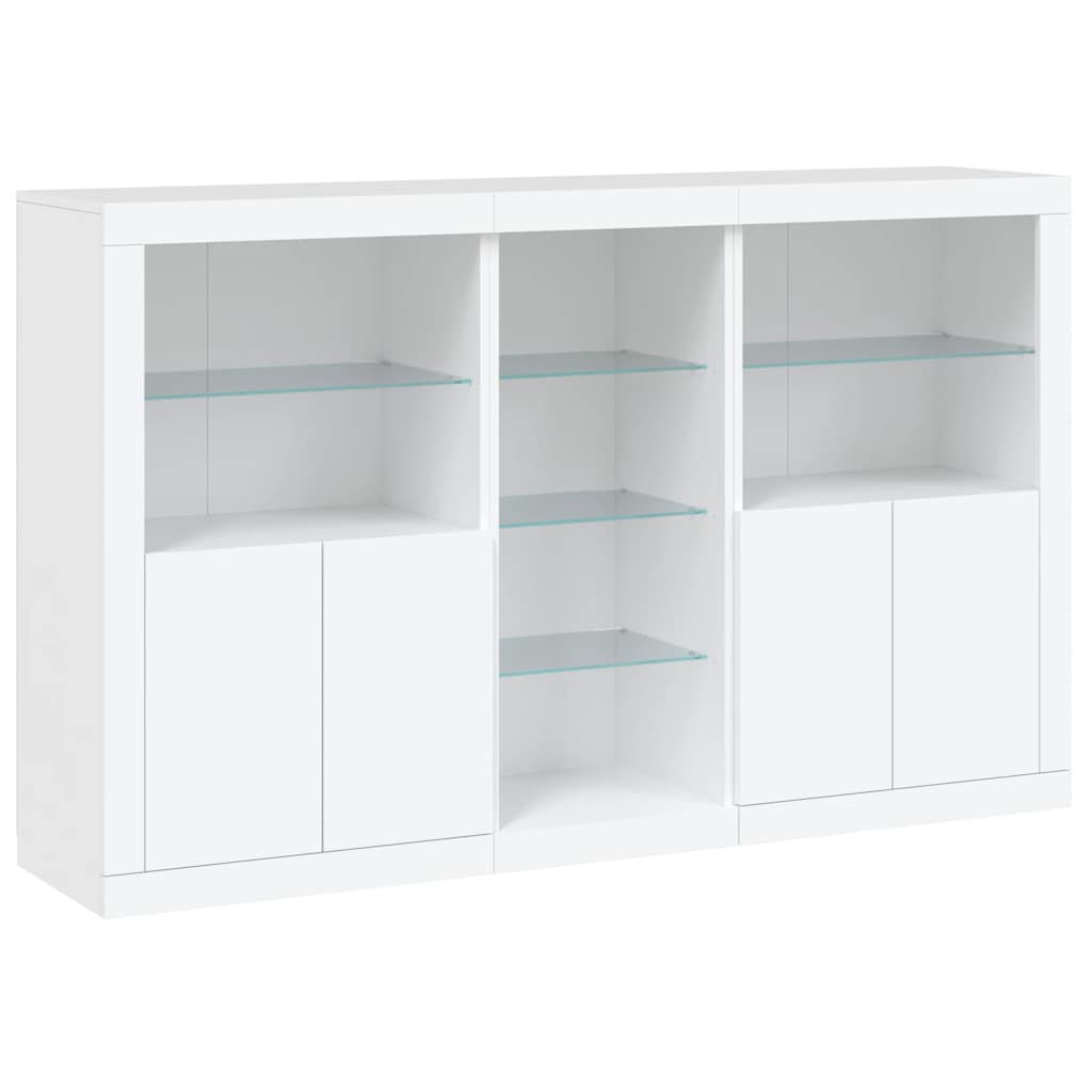 skænk med LED-lys 162x37x100 cm hvid