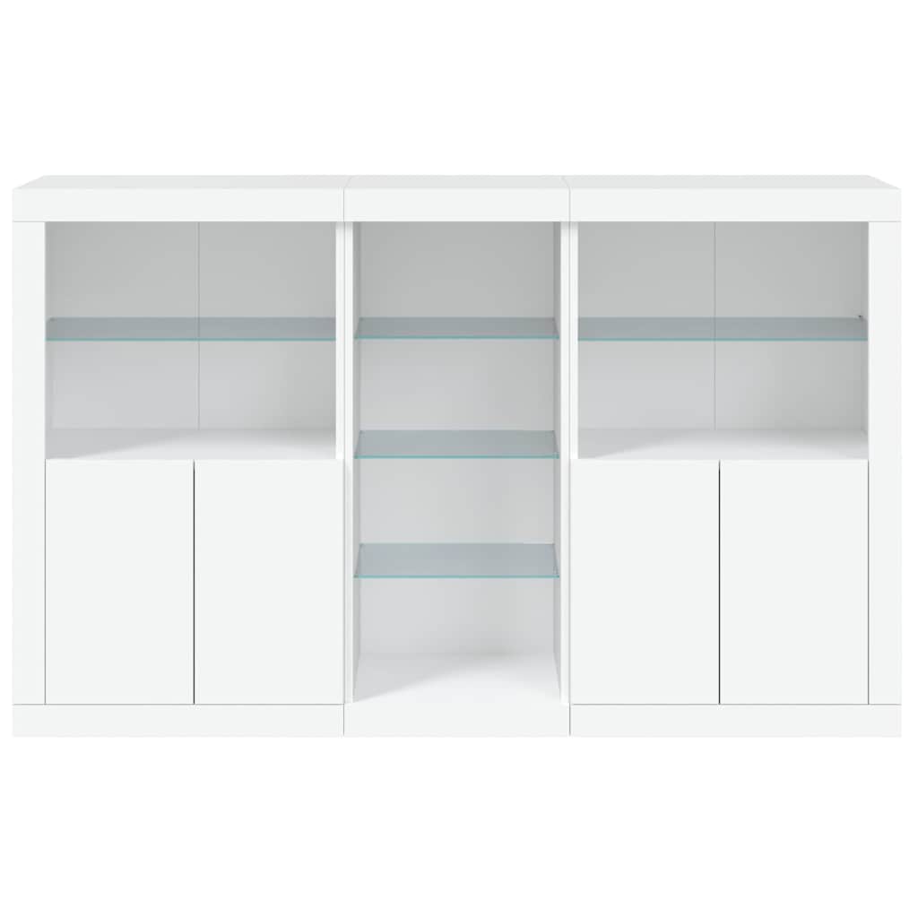skænk med LED-lys 162x37x100 cm hvid