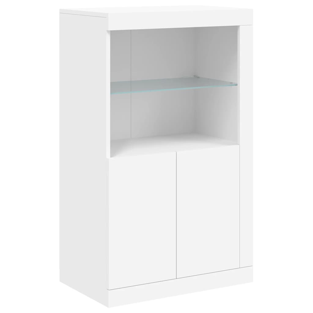 skænk med LED-lys 162x37x100 cm hvid
