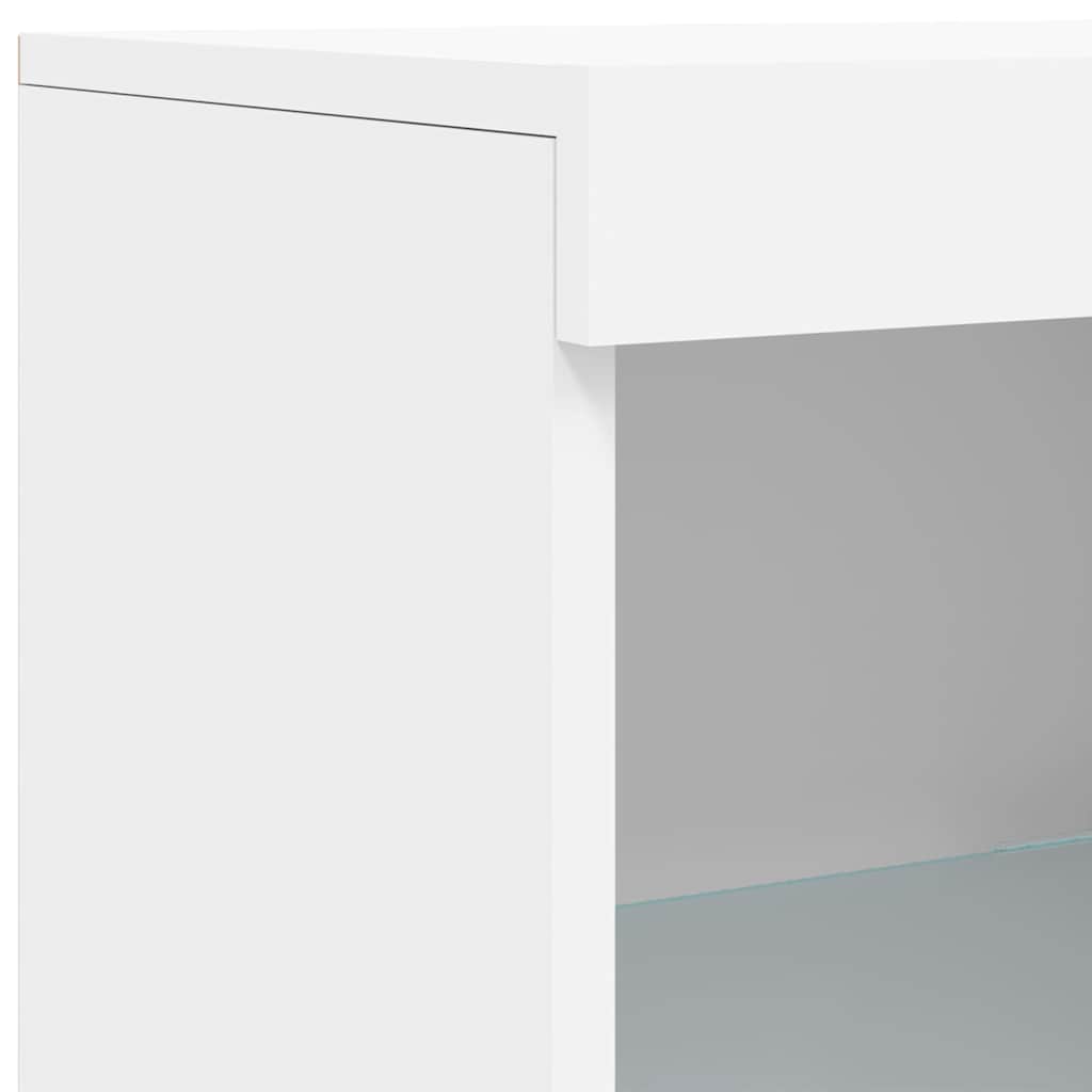 skænk med LED-lys 162x37x100 cm hvid