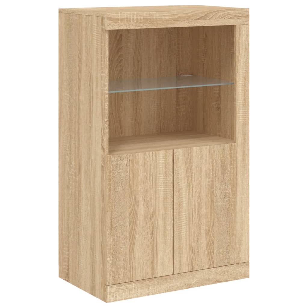 skænk med LED-lys 162x37x100 cm sonoma-eg