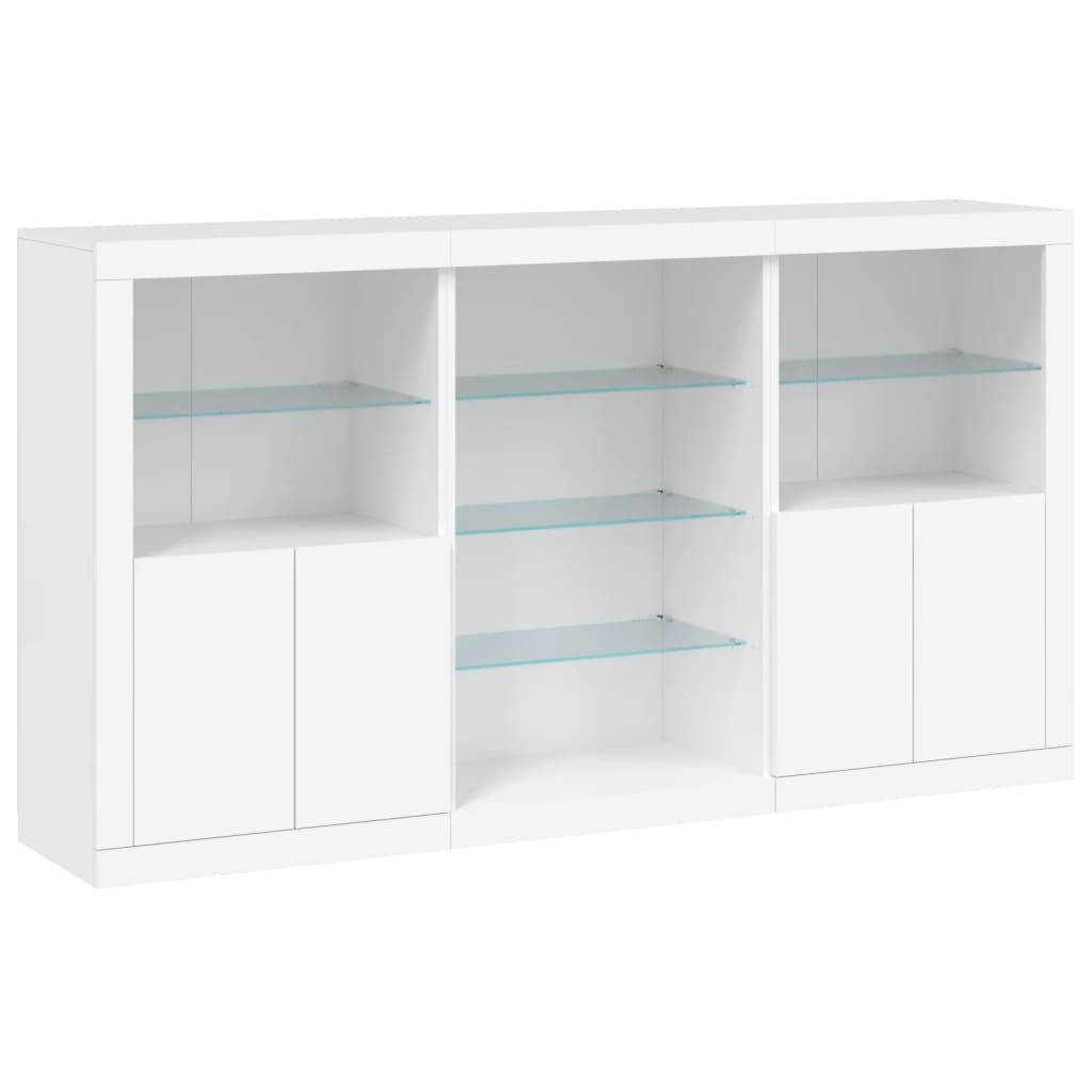 skænk med LED-lys 181,5x37x100 cm hvid