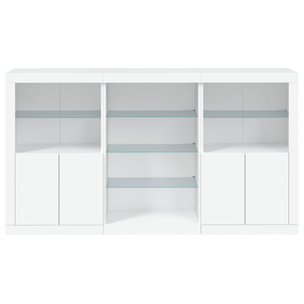 skænk med LED-lys 181,5x37x100 cm hvid