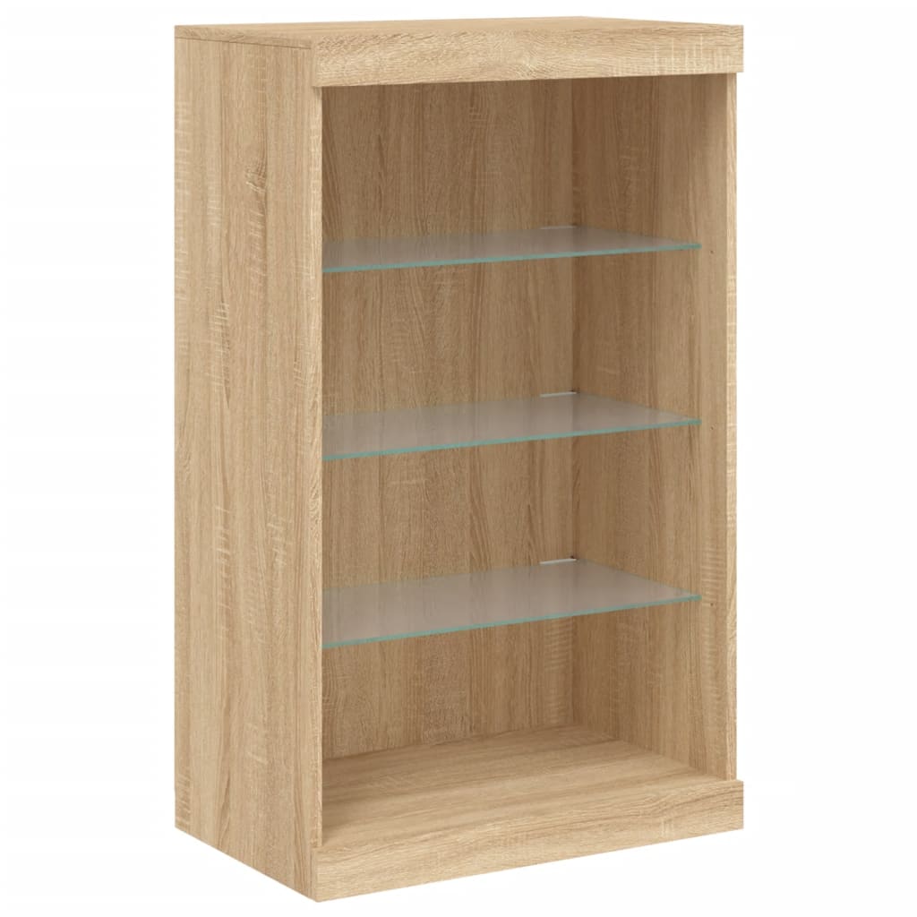 skænk med LED-lys 181,5x37x100 cm sonoma-eg