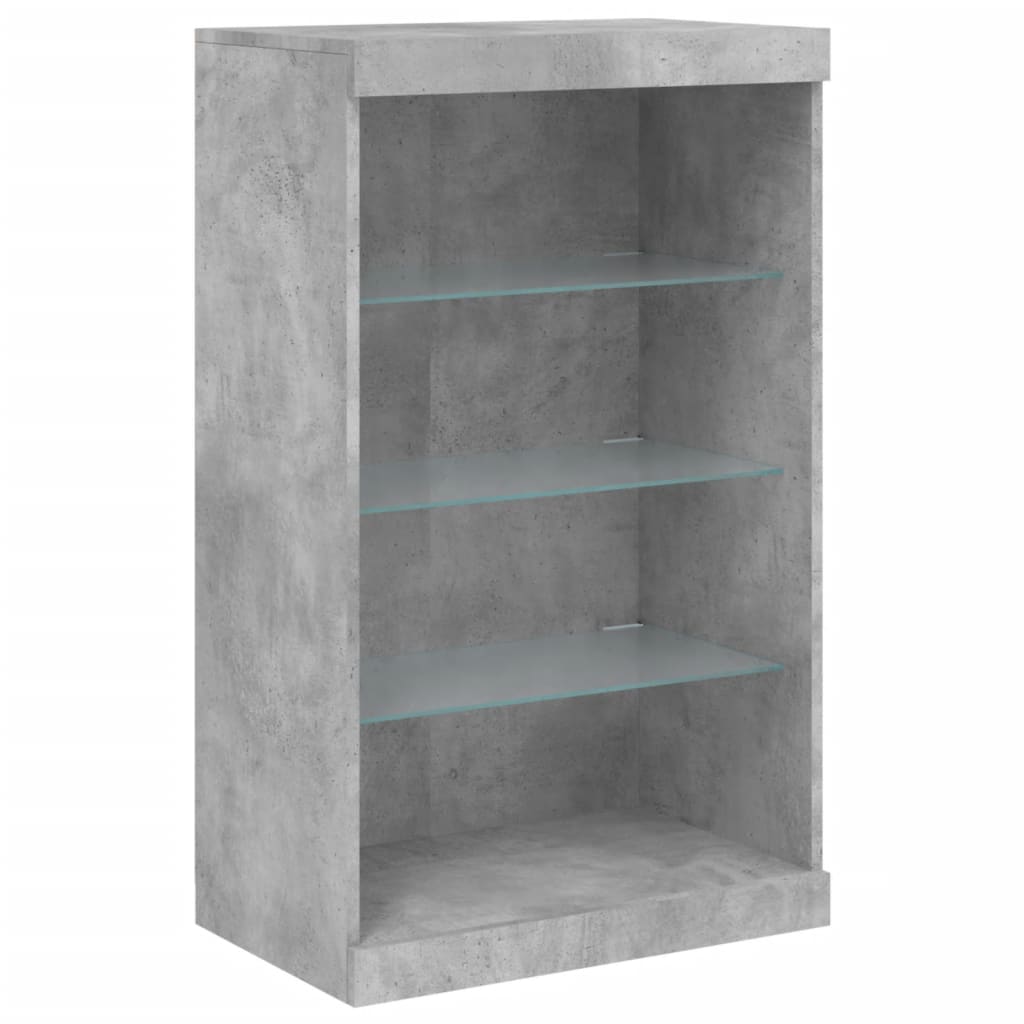 skænk med LED-lys 181,5x37x100 cm betongrå