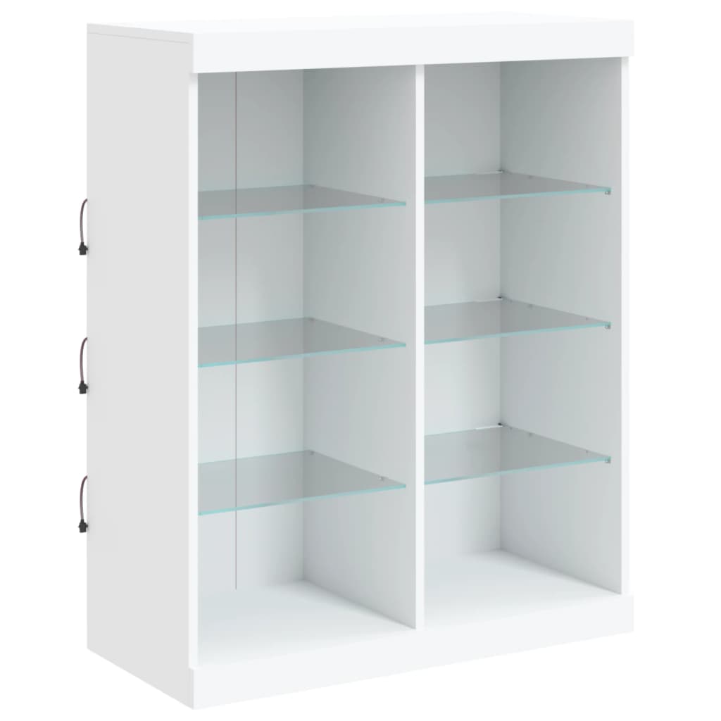 skænk med LED-lys 202x37x100 cm hvid