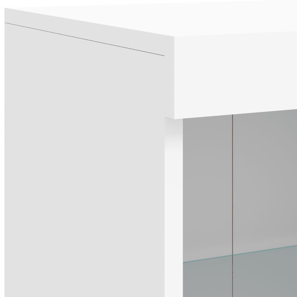 skænk med LED-lys 202x37x100 cm hvid