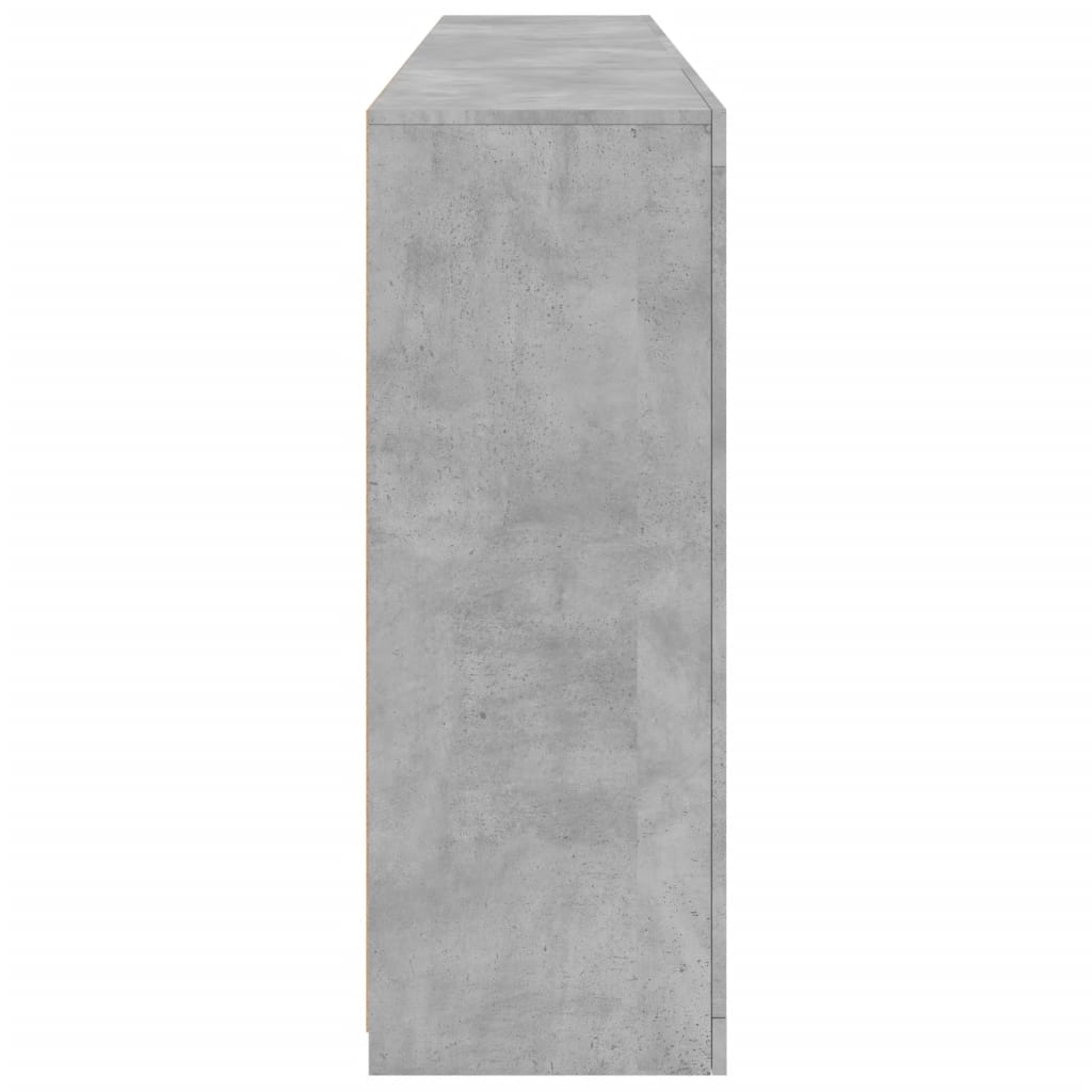 skænk med LED-lys 202x37x100 cm betongrå