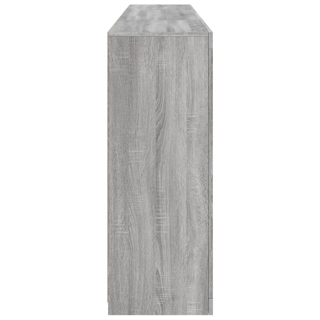 skænk med LED-lys 202x37x100 cm grå sonoma-eg