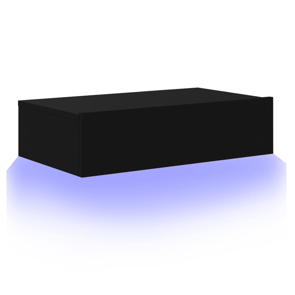 tv-bord med LED-lys 60x35x15,5 cm sort