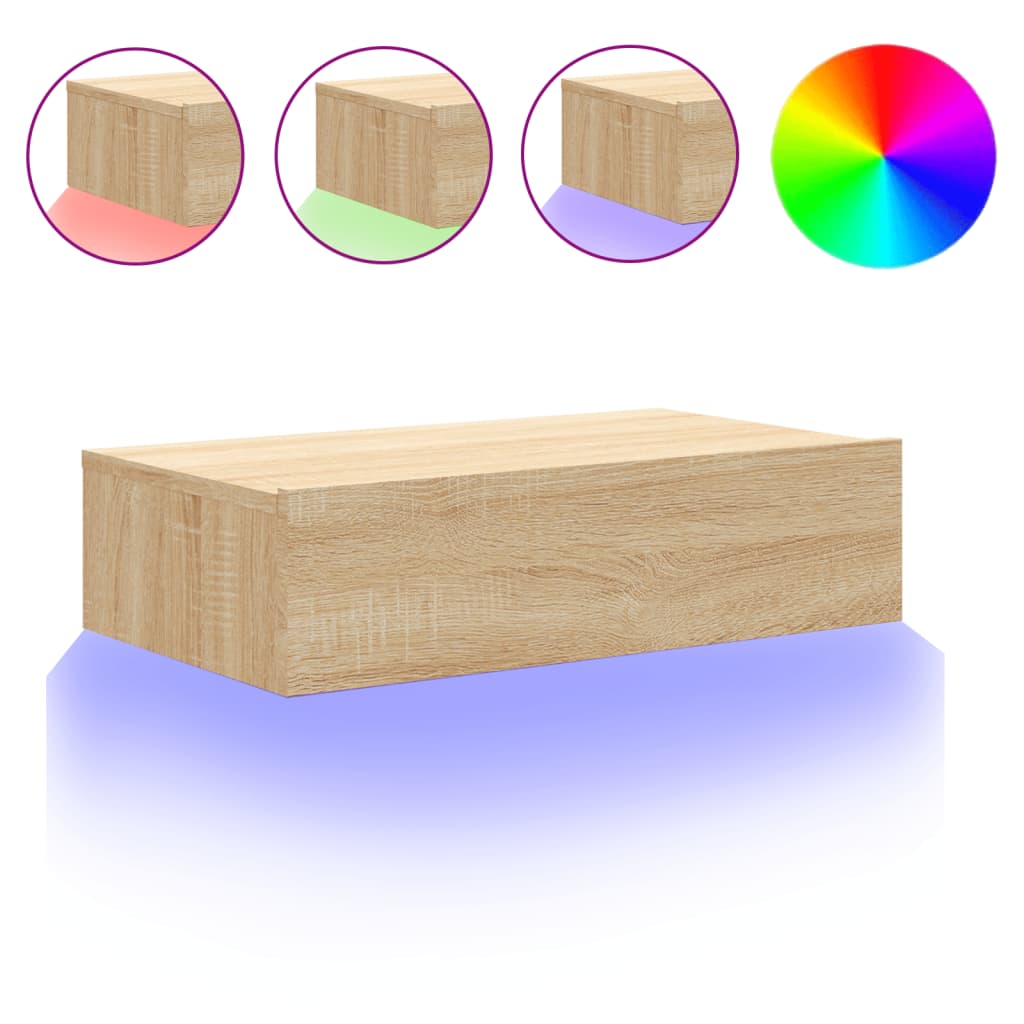 tv-bord med LED-lys 60x35x15,5 cm sonoma-eg