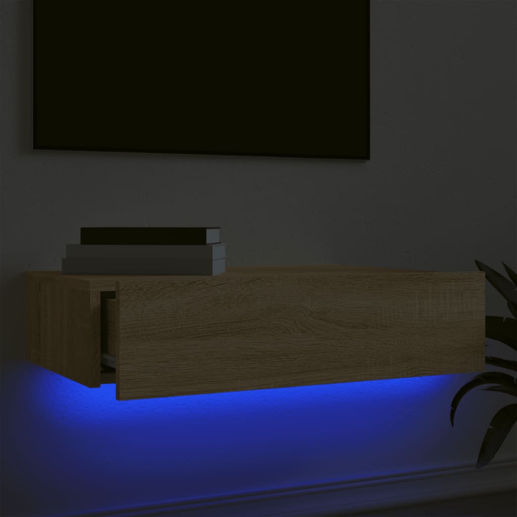 tv-bord med LED-lys 60x35x15,5 cm sonoma-eg