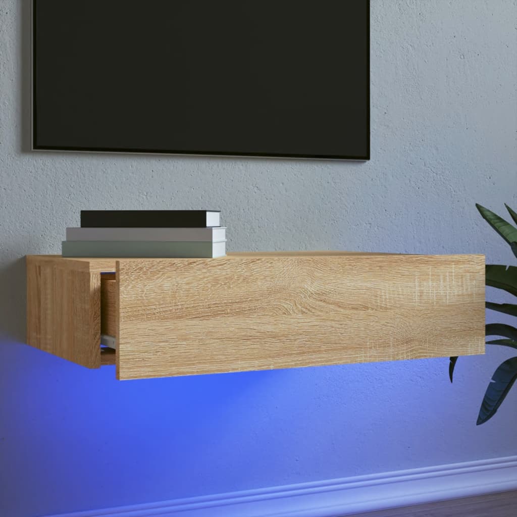 tv-bord med LED-lys 60x35x15,5 cm sonoma-eg