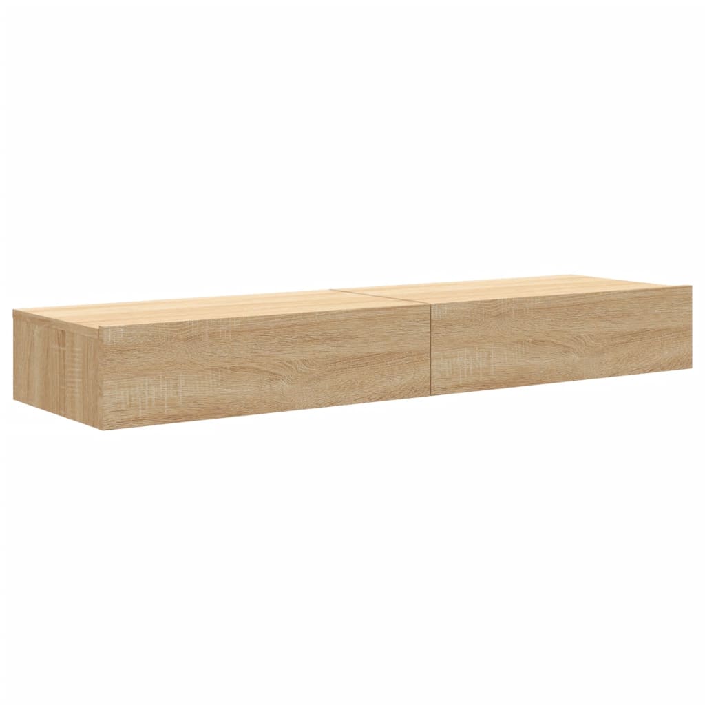 tv-borde 2 stk. med LED-lys 60x35x15,5 cm sonoma-eg