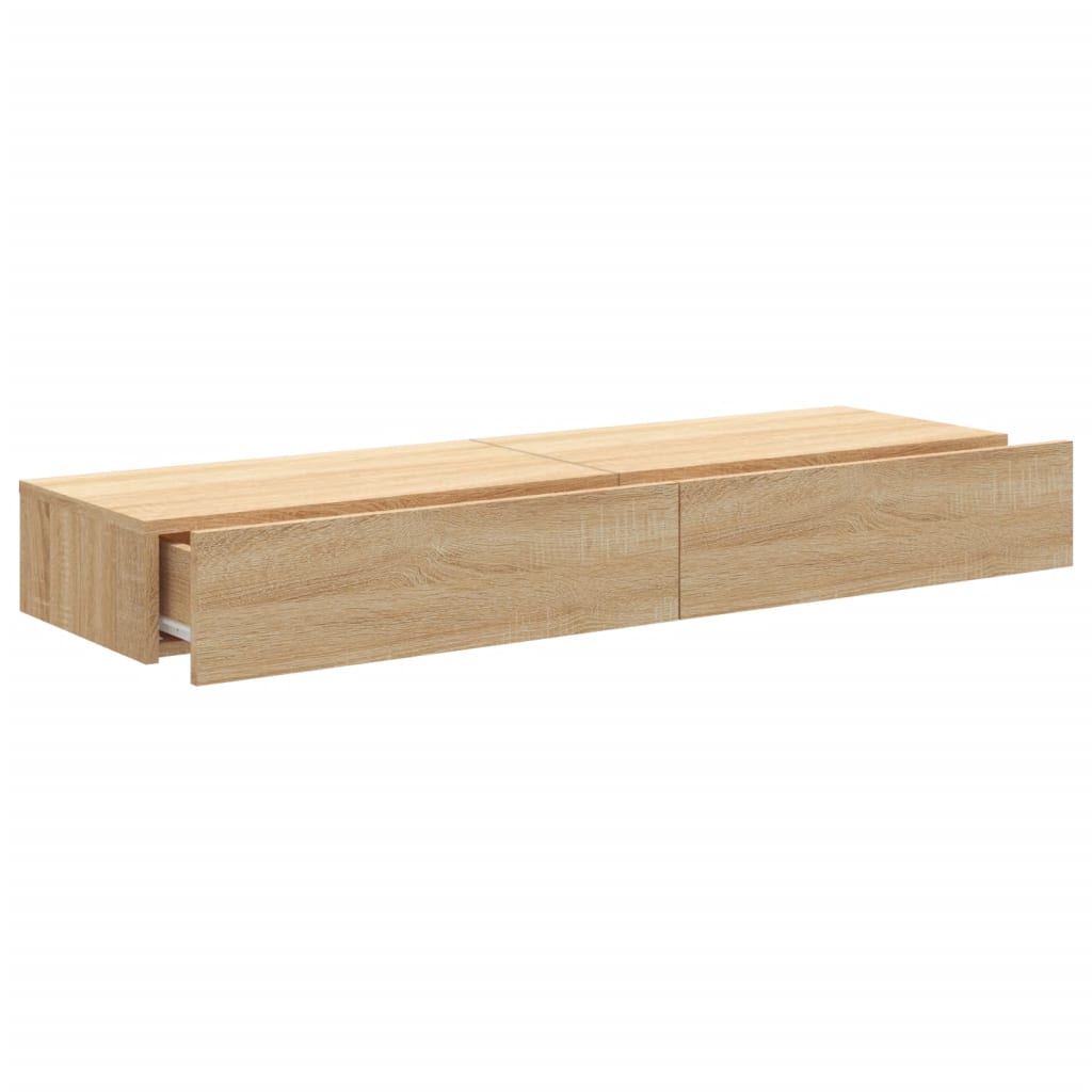 tv-borde 2 stk. med LED-lys 60x35x15,5 cm sonoma-eg