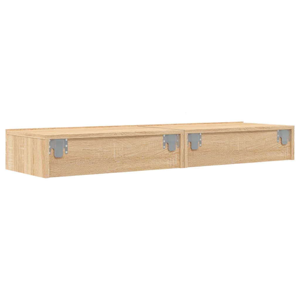 tv-borde 2 stk. med LED-lys 60x35x15,5 cm sonoma-eg