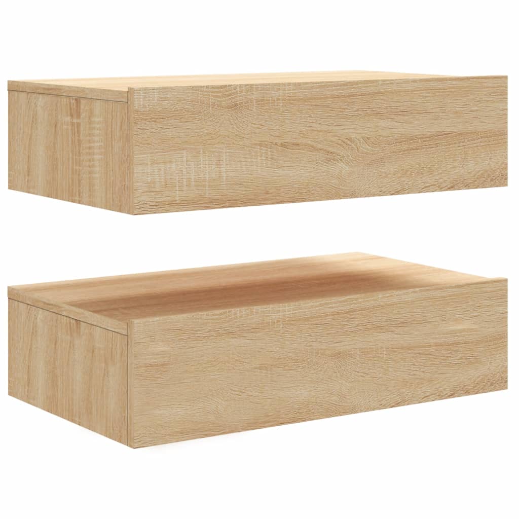 tv-borde 2 stk. med LED-lys 60x35x15,5 cm sonoma-eg