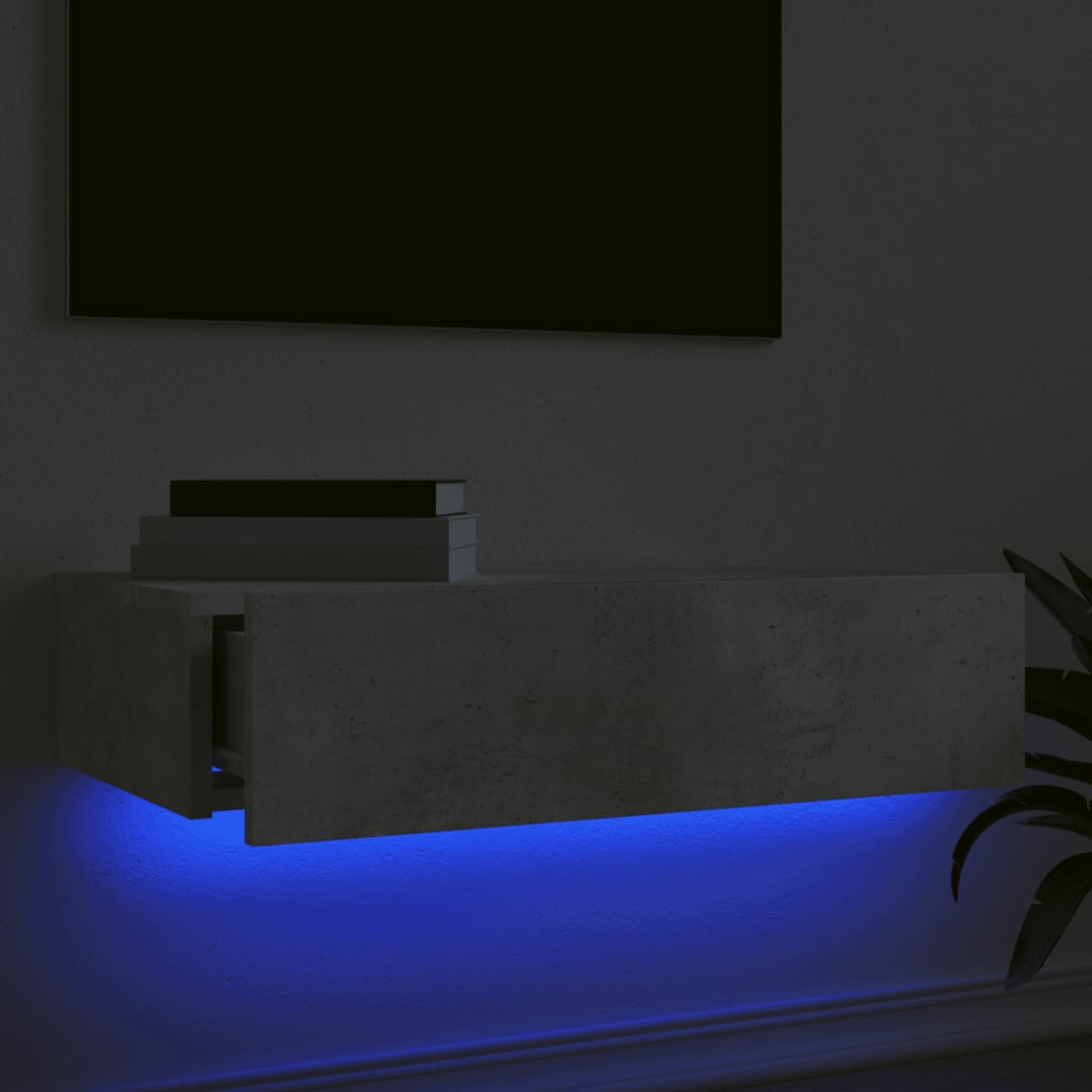 tv-bord med LED-lys 60x35x15,5 cm betongrå