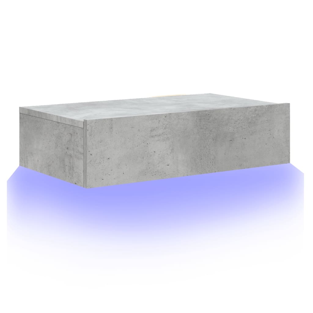 tv-bord med LED-lys 60x35x15,5 cm betongrå