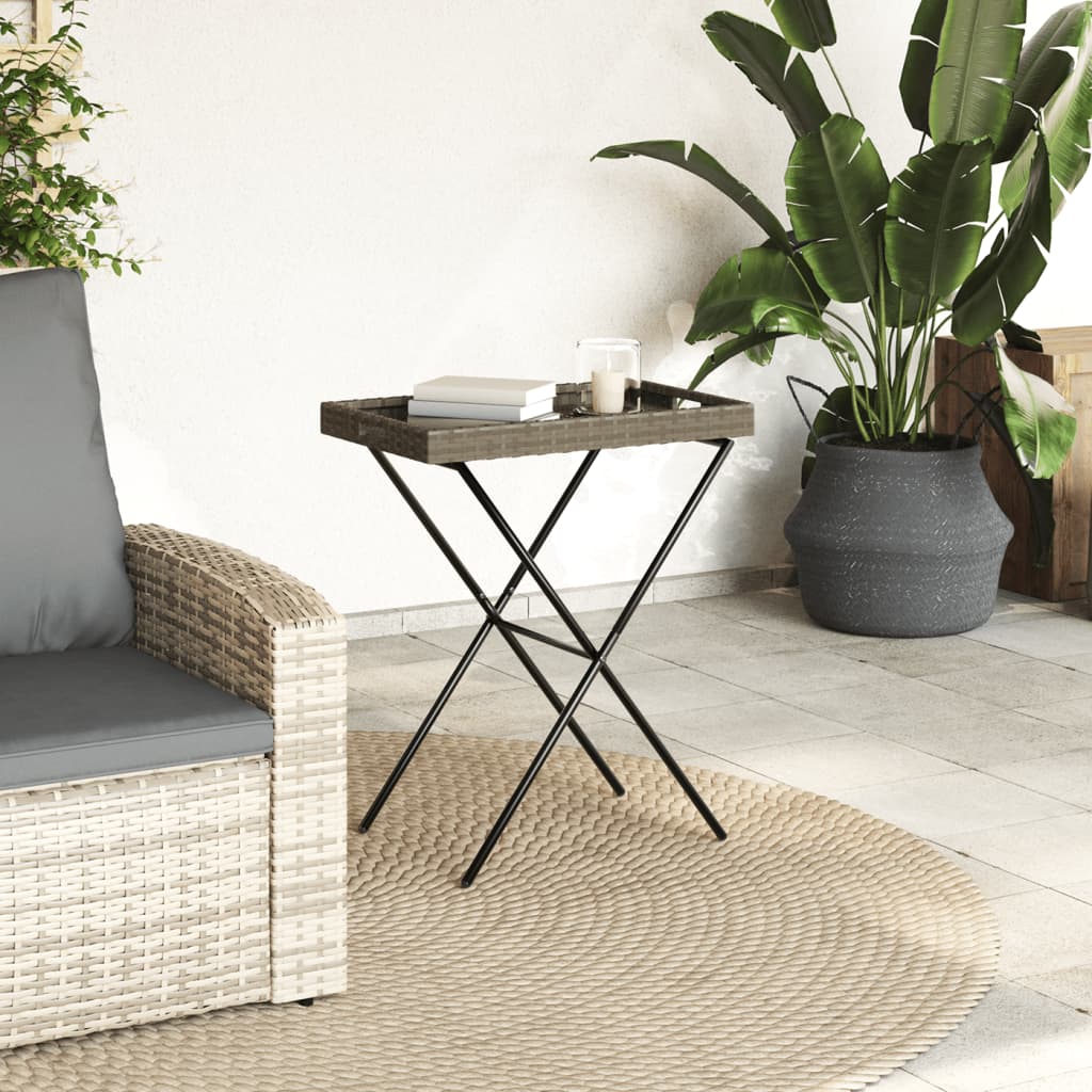 bakkebord 65x40x75 cm polyrattan grå