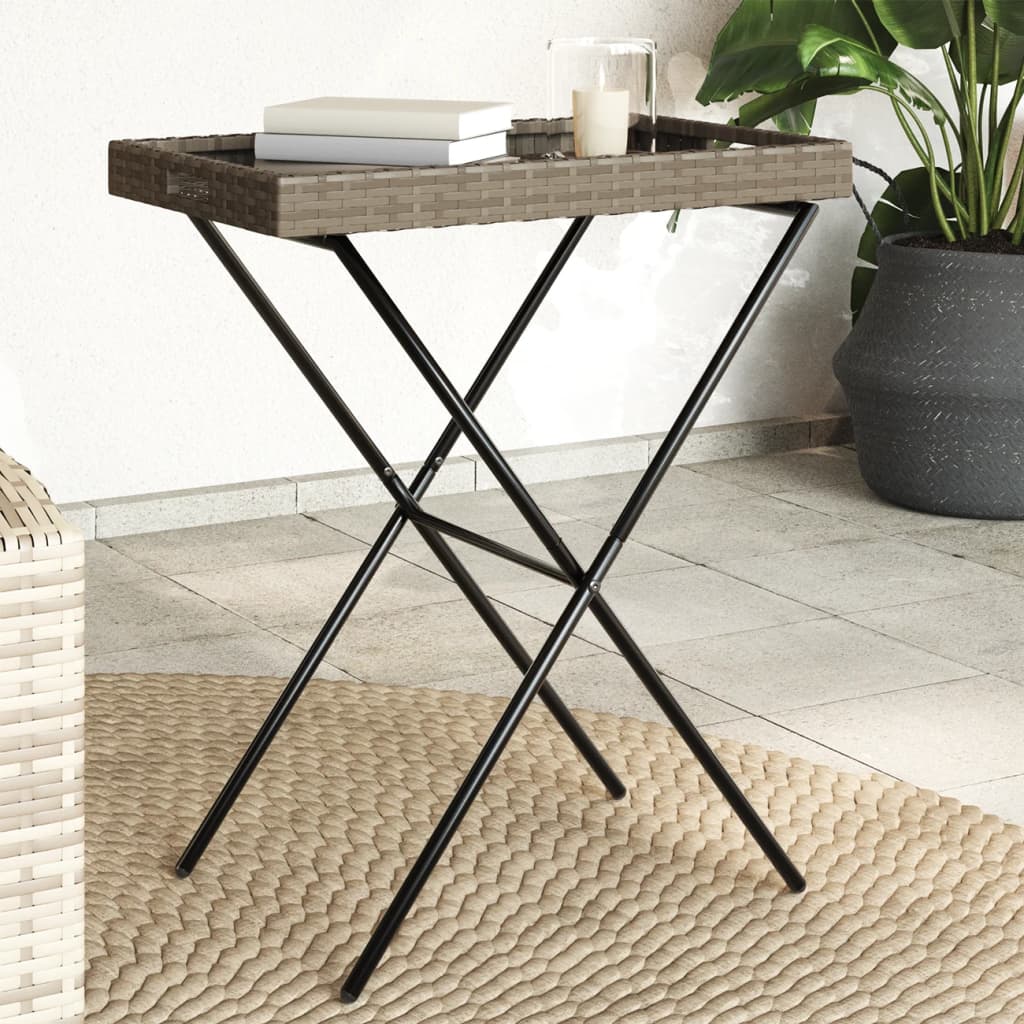 bakkebord 65x40x75 cm polyrattan grå