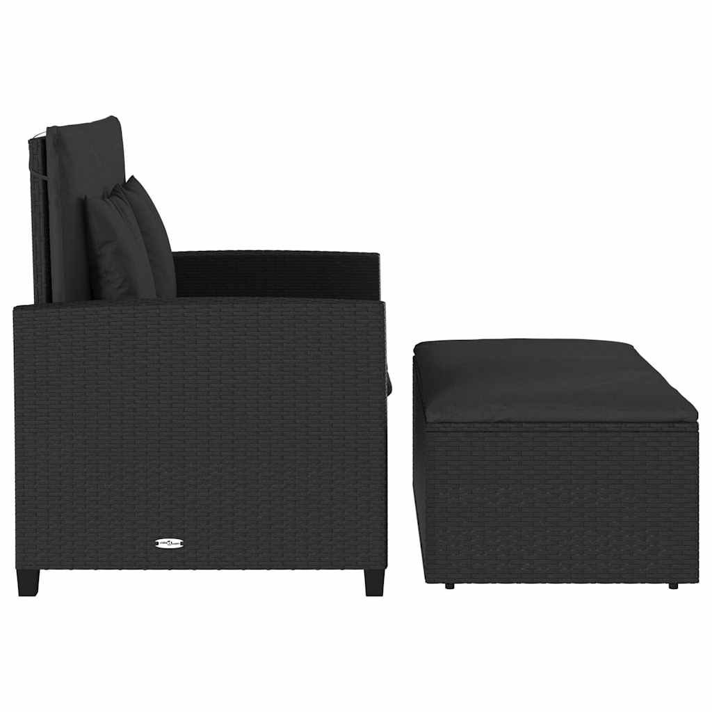 2-personers havesofa med hynder polyrattan sort