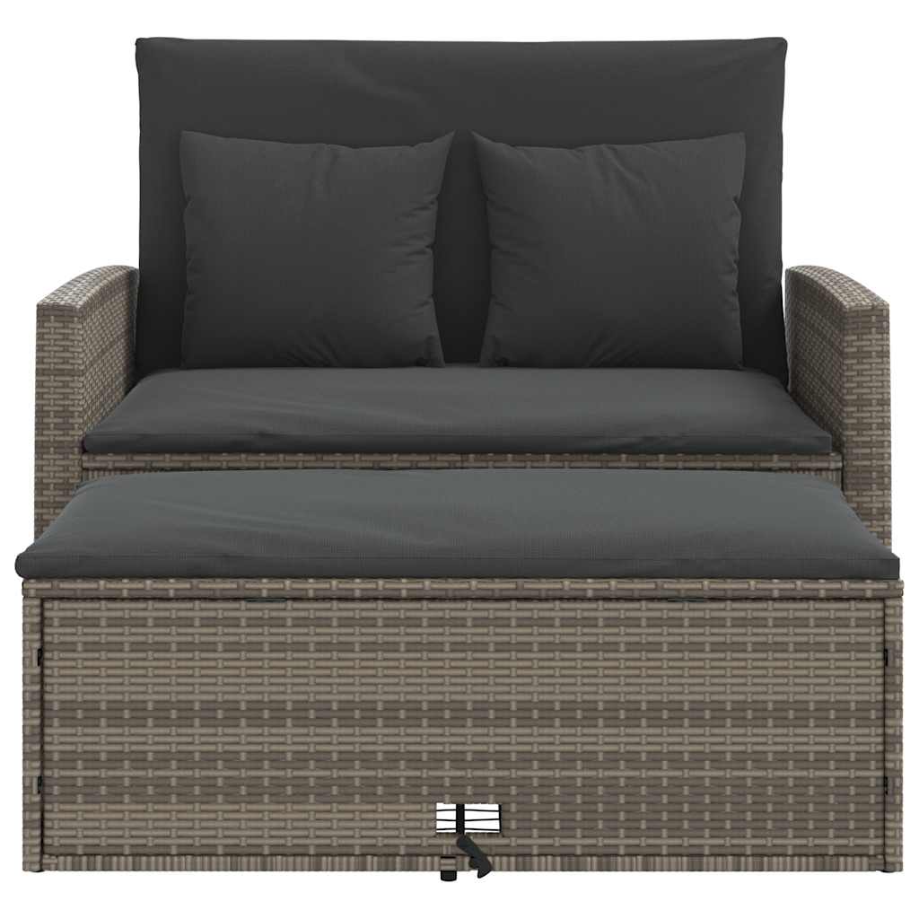 2-personers havesofa med hynder polyrattan grå