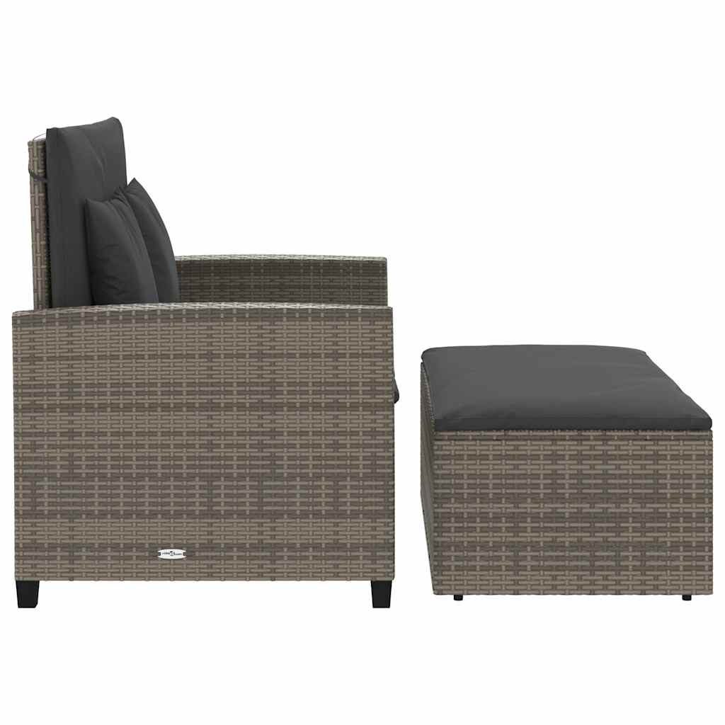 2-personers havesofa med hynder polyrattan grå