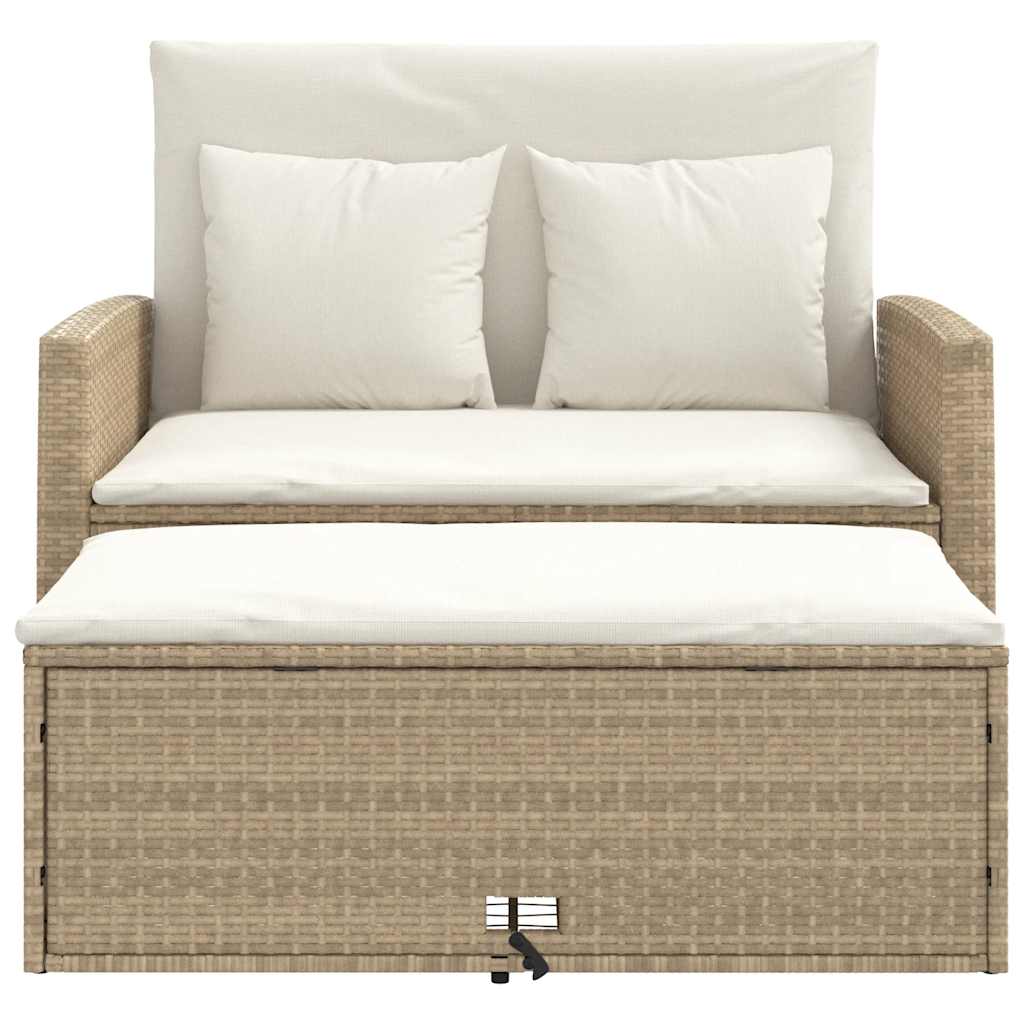2-personers havesofa med hynder polyrattan beige