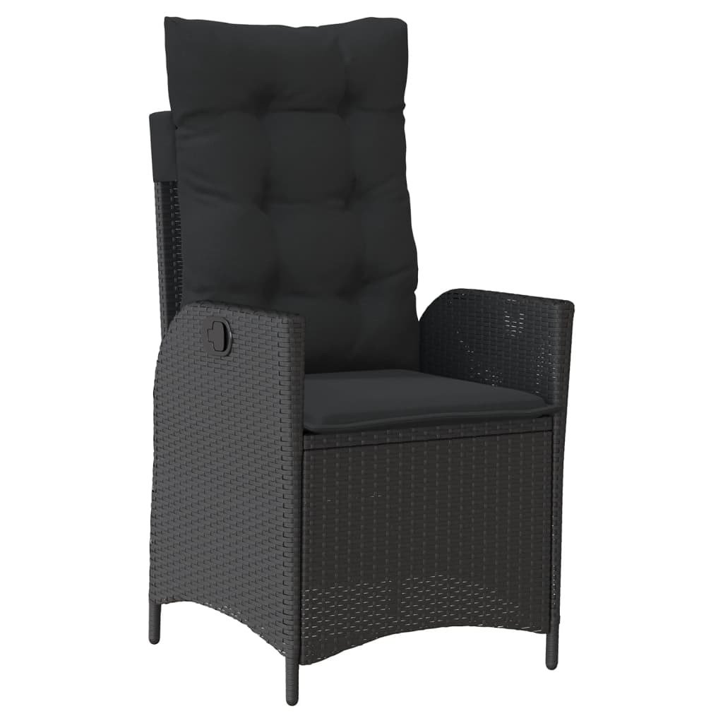 havestol med hynder justerbart ryglæn polyrattan sort