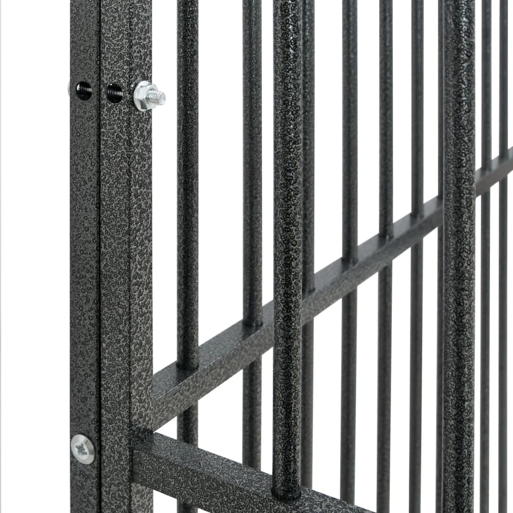 hundegård 12 paneler galvaniseret stål sort