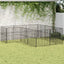 hundegård 12 paneler galvaniseret stål sort