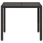 havebord med glastop 90x90x75 cm polyrattan sort