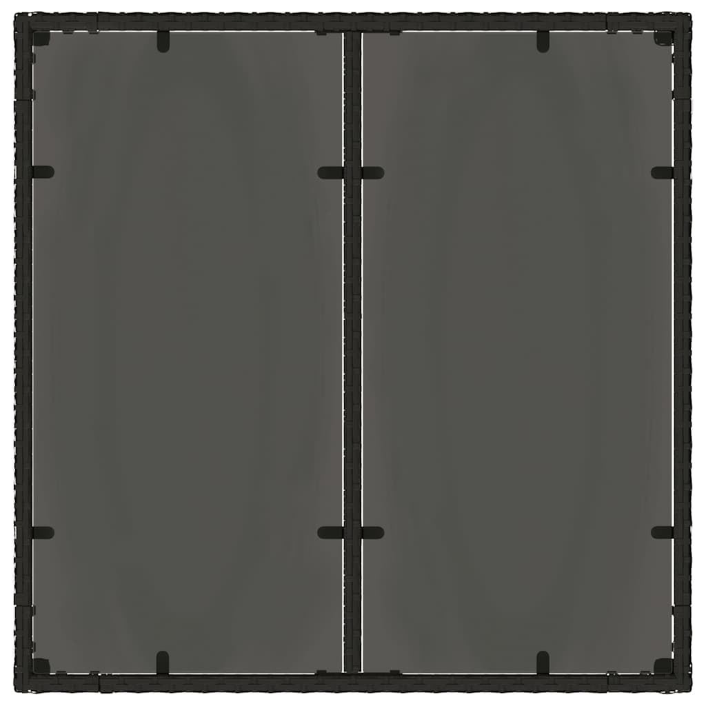 havebord med glastop 90x90x75 cm polyrattan sort
