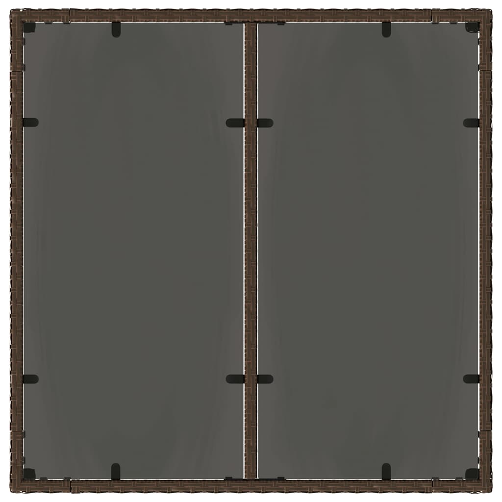 havebord med glastop 90x90x75 cm polyrattan brun