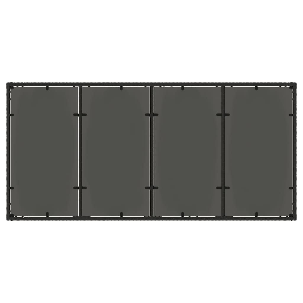 havebord med glastop 150x90x75 cm polyrattan sort