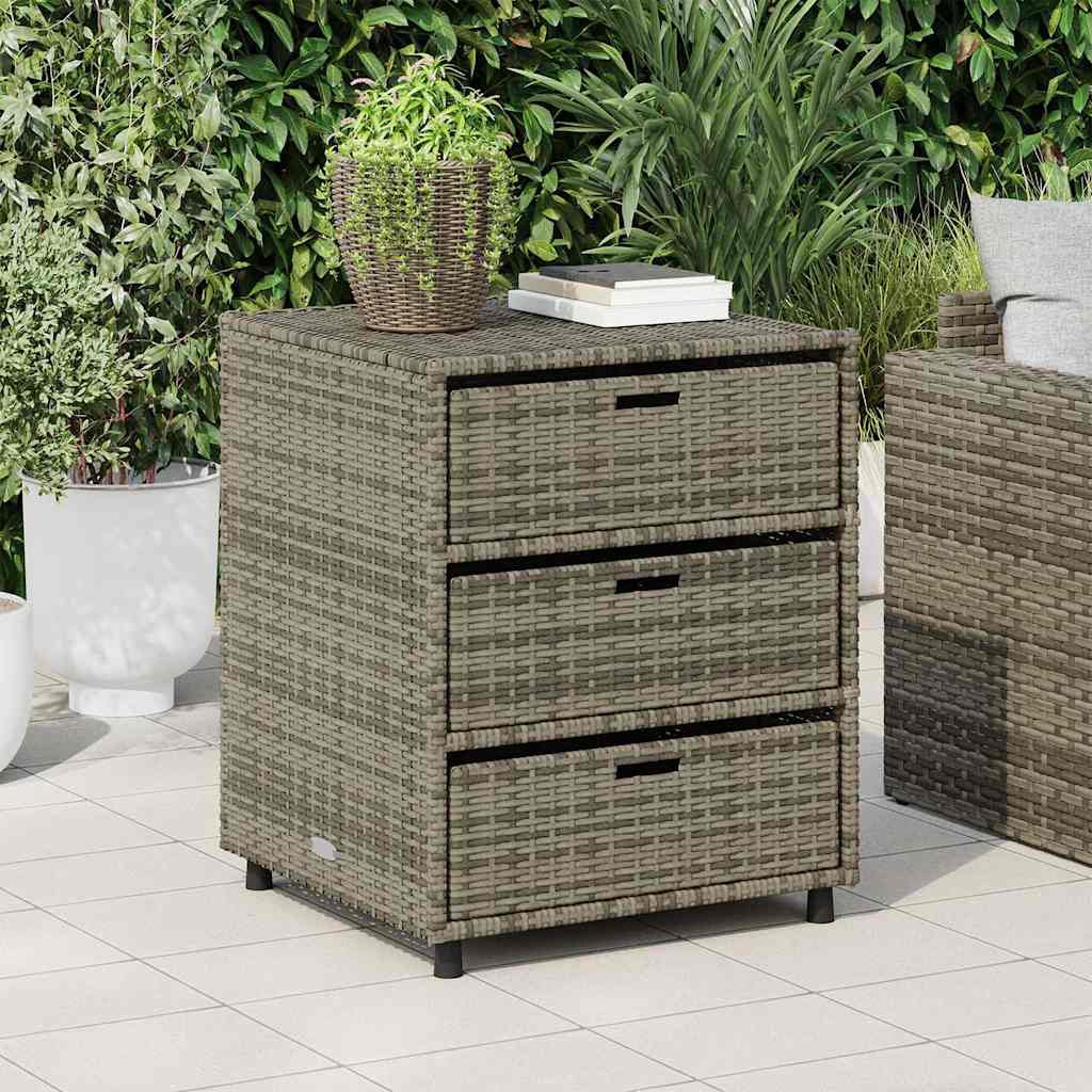 opbevaringsskab til haven 55x59x69 cm polyrattan grå