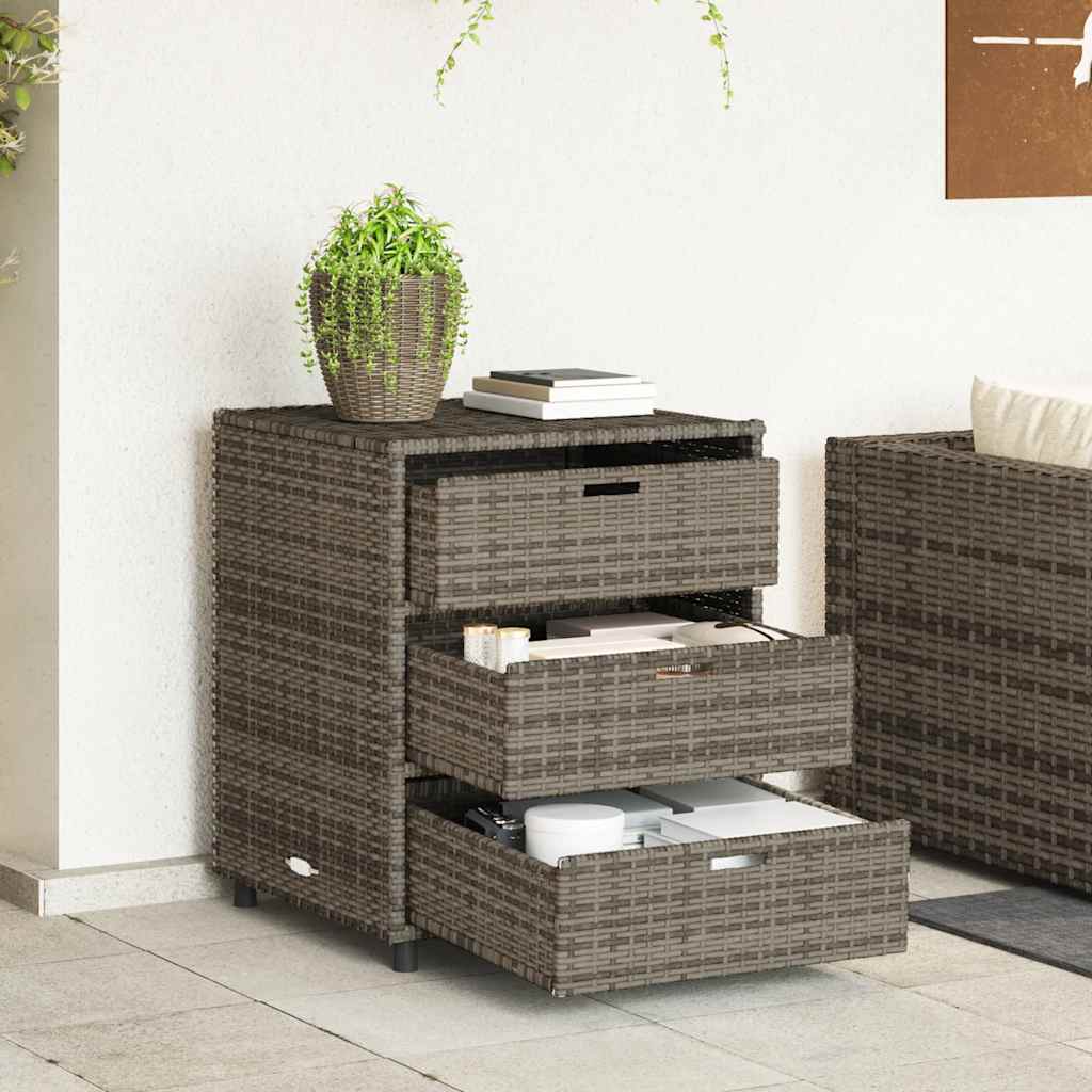 opbevaringsskab til haven 55x59x69 cm polyrattan grå