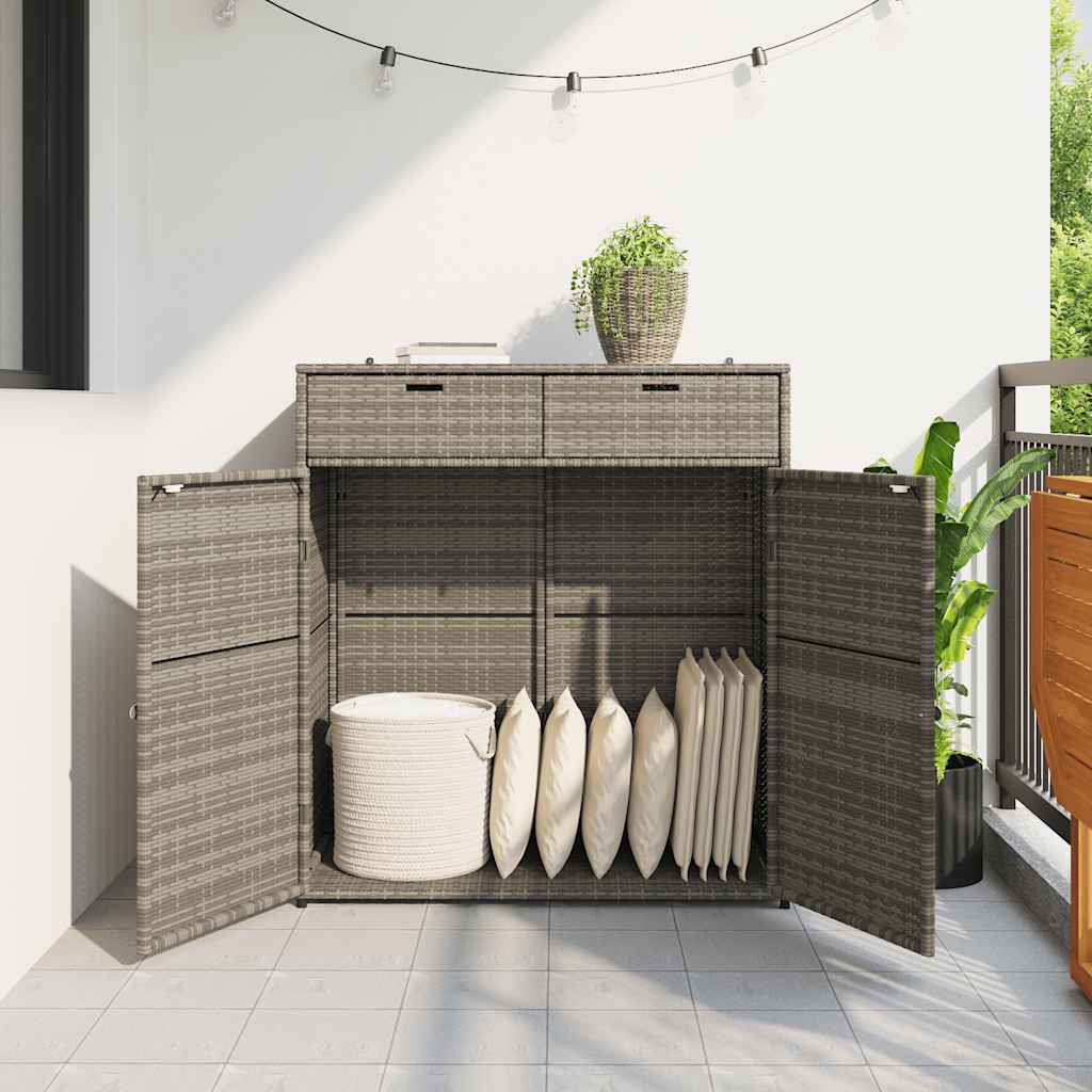 opbevaringsskab til haven 105x55x113 cm polyrattan grå