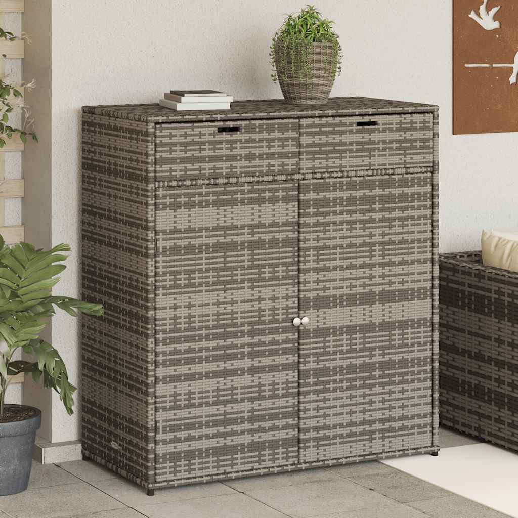 opbevaringsskab til haven 105x55x113 cm polyrattan grå