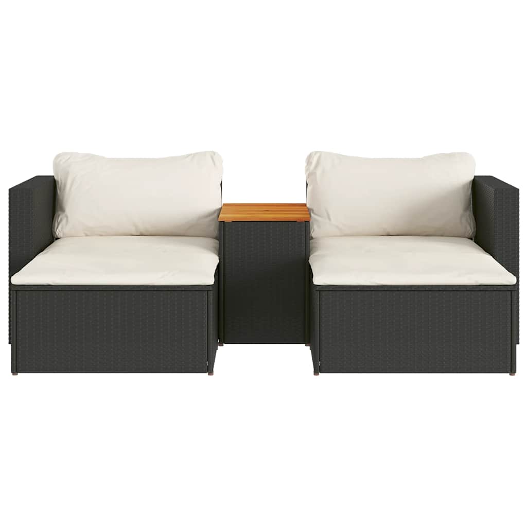 sofasæt til haven 5 dele med hynder polyrattan akacietræ sort
