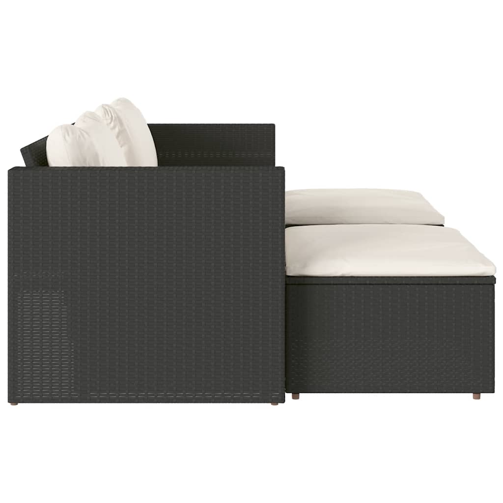 sofasæt til haven 5 dele med hynder polyrattan akacietræ sort