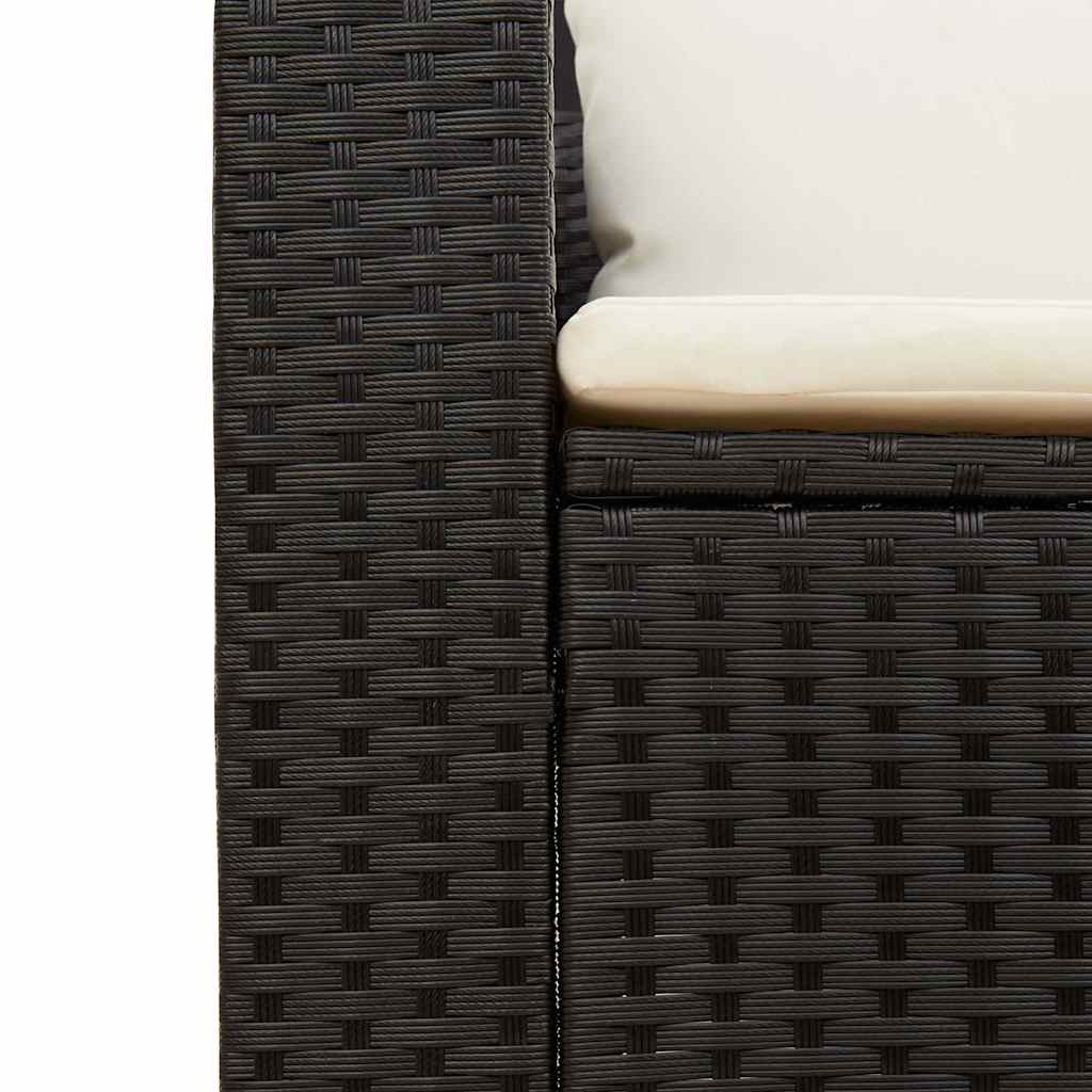 sofasæt til haven 5 dele med hynder polyrattan akacietræ sort