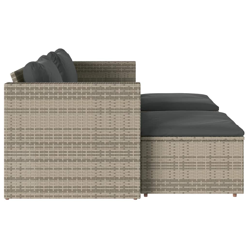 sofasæt 5 dele med hynder polyrattan akacietræ grå
