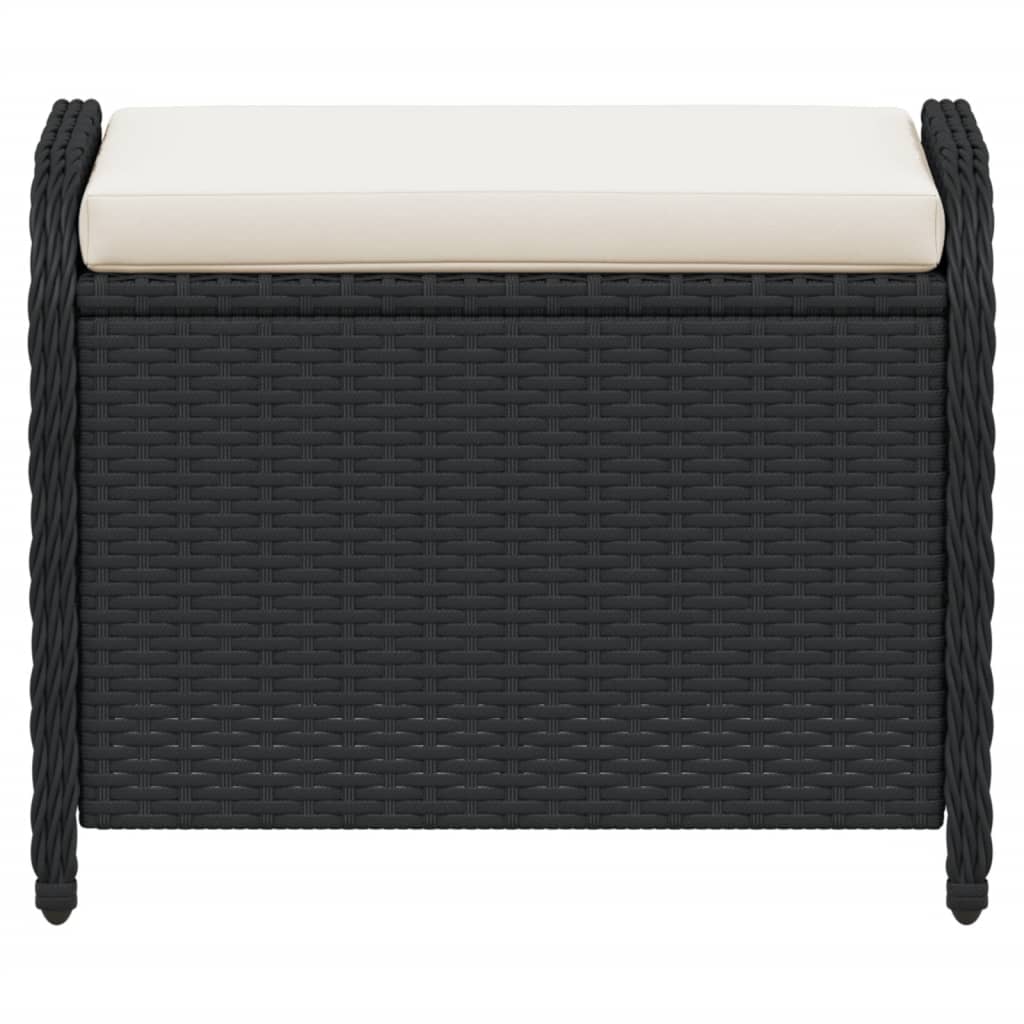 haveskammel med hynde 58x46x46 cm polyrattan sort
