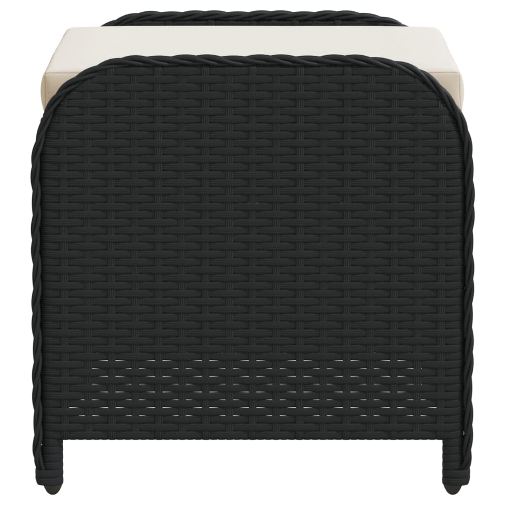 haveskammel med hynde 58x46x46 cm polyrattan sort