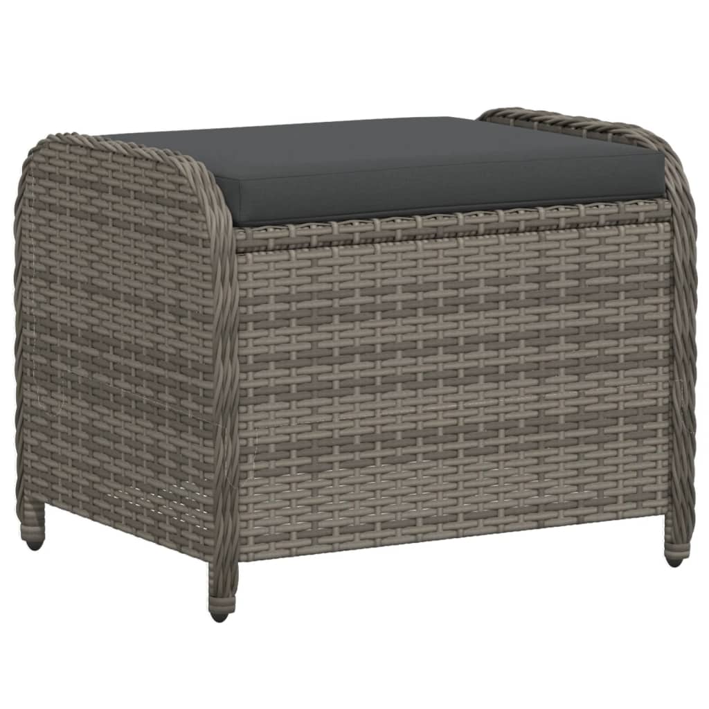 haveskammel med hynde 58x46x46 cm polyrattan grå