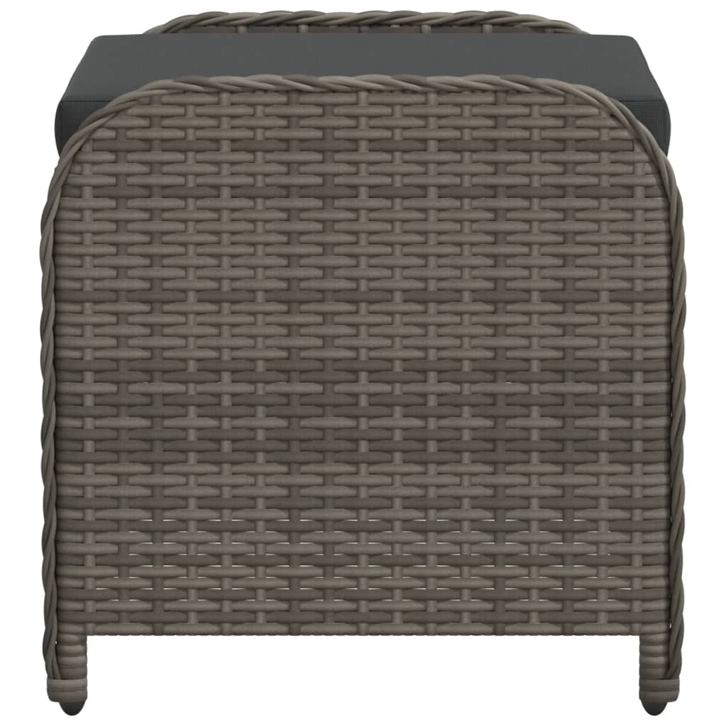 haveskammel med hynde 58x46x46 cm polyrattan grå